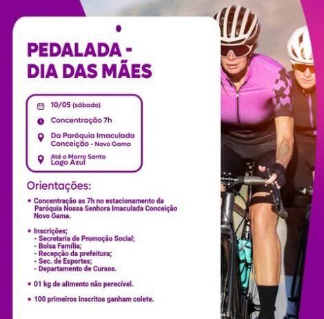 Novo Gama promove 1ª Pedalada de Dia das Mães com percurso até o Morro Santo