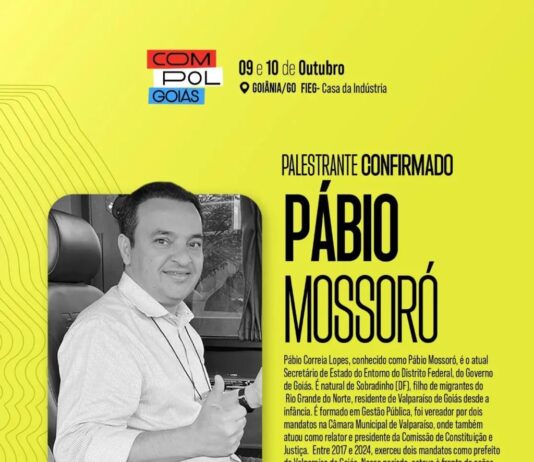 Pábio Mossoró leva experiência do Entorno ao COMPOL Goiás