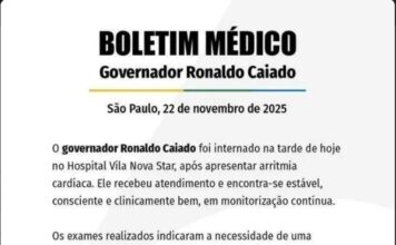 Governador Ronaldo Caiado é internado em São Paulo após diagnóstico de arritmia cardíaca