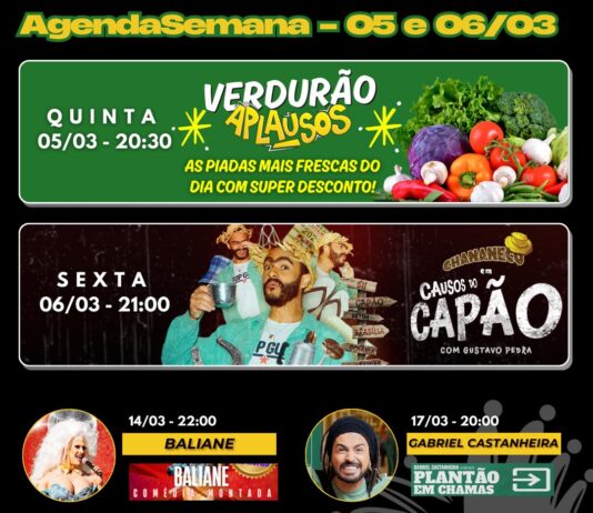 Aplausos agita Brasília com Agenda de Humor de 5 a 8 de Março
