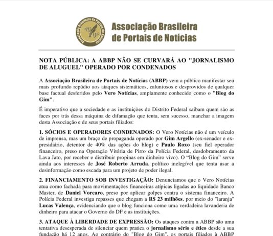 NOTA PÚBLICA: A ABBP NÃO SE CURVARÁ AO “JORNALISMO DE ALUGUEL” OPERADO POR CONDENADOS