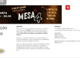 Inovação no Palco: Espetáculo “Mesa 4” promete unir Stand-Up e clima de boteco no Guará
