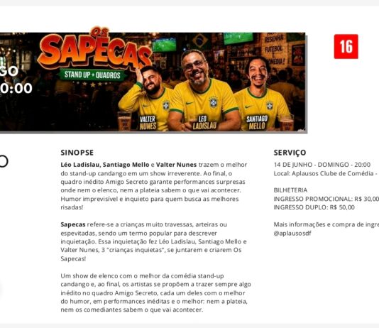 Inquietação e imprevisibilidade no palco: Trio “Os Sapecas” revoluciona a noite do Distrito Federal com fusão de stand-up e quadros inéditos