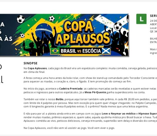 Copa Aplausos reúne cultura, humor e futebol em noite de celebração no Distrito Federal