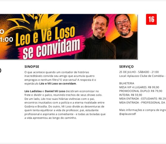 Léo e Vê Loso se convidam: uma noite de humor inédito e desventuras cotidianas no Guará