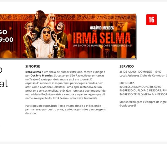 Irmã Selma: Octávio Mendes traz grande sucesso nacional ao Aplausos Clube
