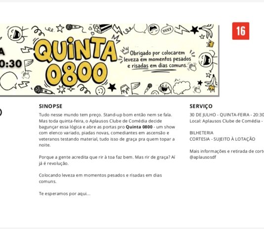 A Revolução do humor acessível: Aplausos Clube de Comédia promove noite de stand-up gratuita com o “Quinta 0800”