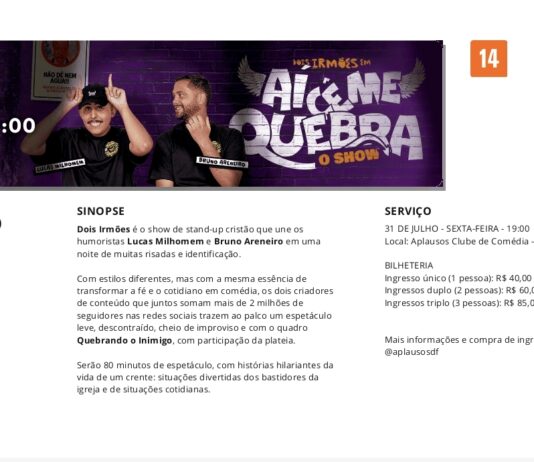 A leveza da fé em cena: “Aí cê me quebra – o show” traz stand-up cristão irreverente ao Aplausos Clube de Comédia