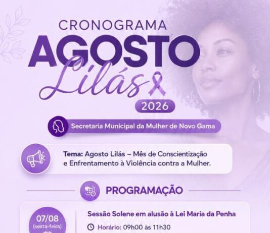 Prefeitura de Novo Gama lança programação do Agosto Lilás com ações de prevenção à violência contra a mulher