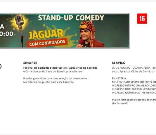Noite de humor: Aplausos Clube de Comédia apresenta “Jaguar com convidados”