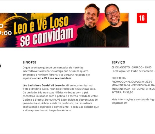 Humor, cotidiano e amizade no palco: Léo Ladislau e Daniel Vê Loso apresentam “Se Convidam” no Distrito Federal