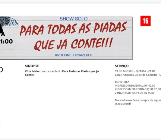 Humor e nostalgia no palco: Vítor Melo apresenta “Para todas as piadas que já contei!” no Aplausos Clube de Comédia