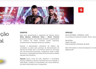 Além da Ilusão: mente, mistério e espetáculo dominam o domingo no Guará 2