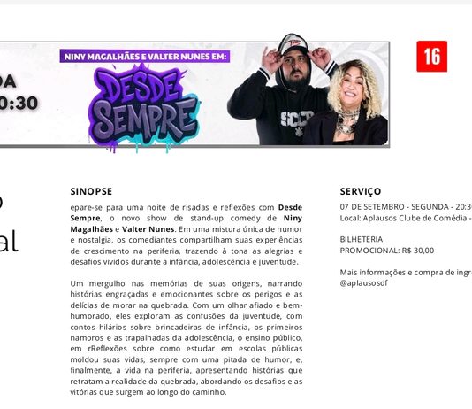 Nostalgia e identidade na periferia: o espetáculo “Desde Sempre” ocupa os palcos do Guará 2