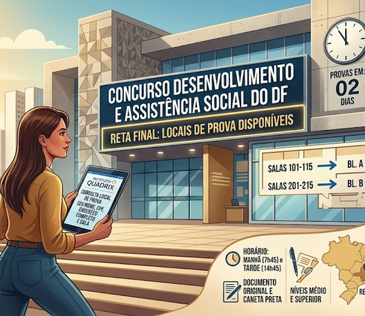 Reta final: locais de prova do concurso de assistência social do DF já estão disponíveis para consulta